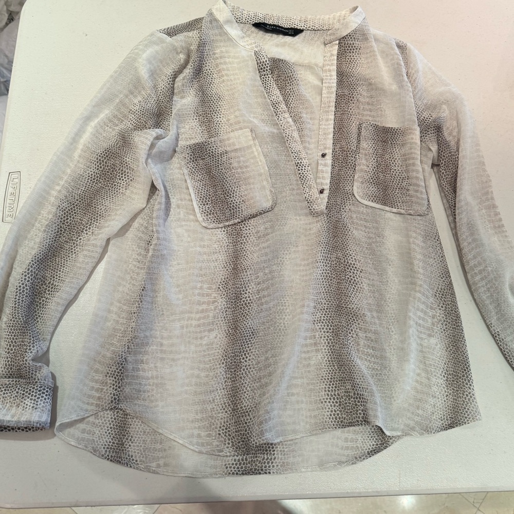 Zara sheer snake print top